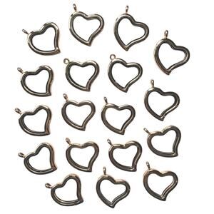 Lot of 18 Pc Heart-Shaped Rose Gold Floating Lockets/Pendants Jewelry Supplies